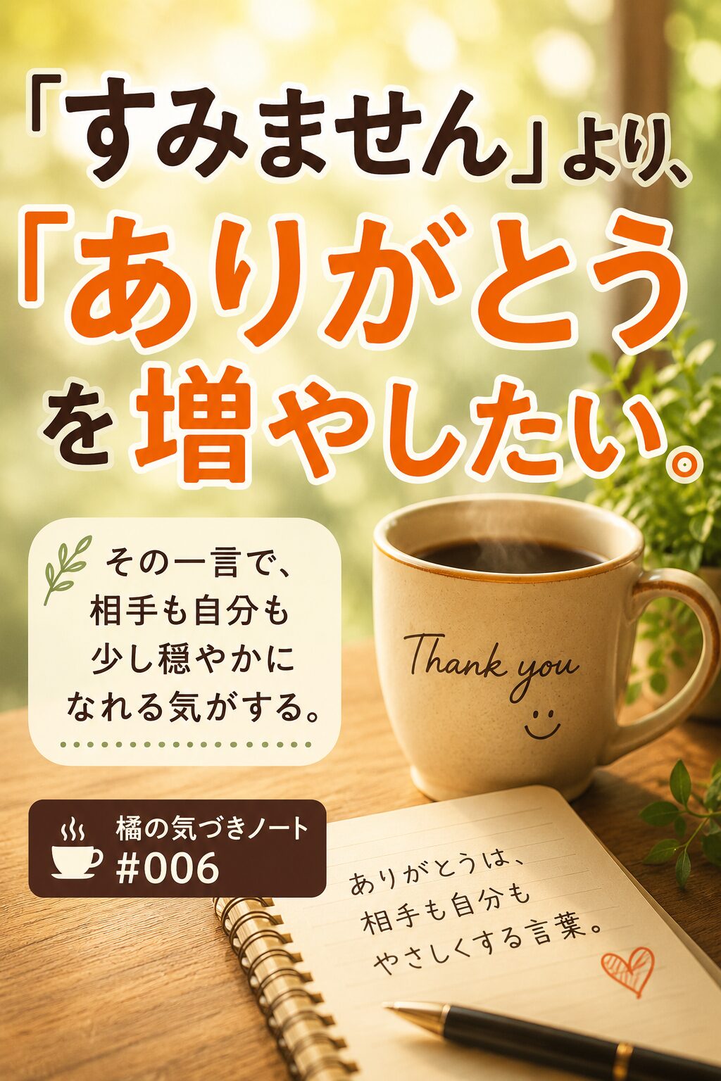 すみませんより「ありがとう」を増やしたい