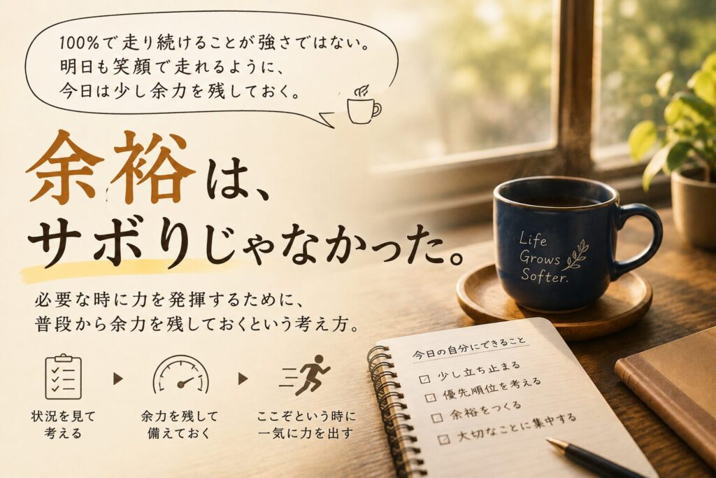 余裕はサボリじゃなかった